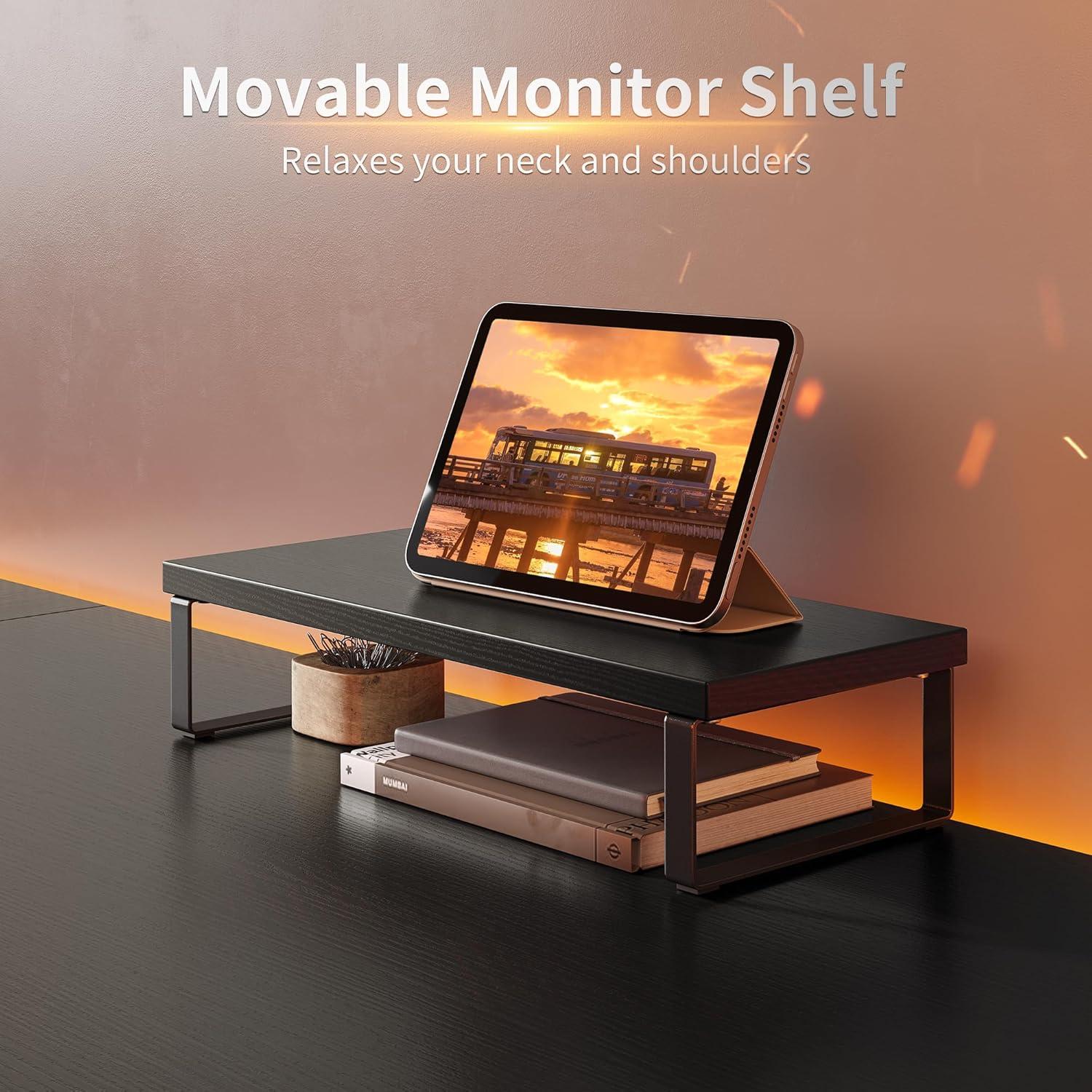 Gaming Eckschreibtisch 120x120cm Schwarz mit Monitorständer und