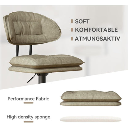 Barhocker Set 4er – Gepolsterte Barhocker mit Rückenlehne Beige