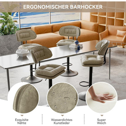 Barhocker Set 4er – Gepolsterte Barhocker mit Rückenlehne Beige