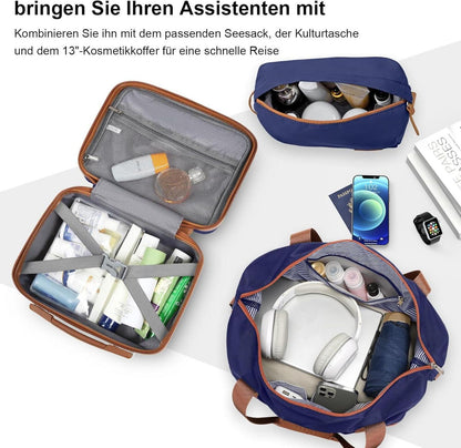 6tlg ABS Hartschalen Kofferset Beautycase 4 Rollen TSA-Schloss Marine