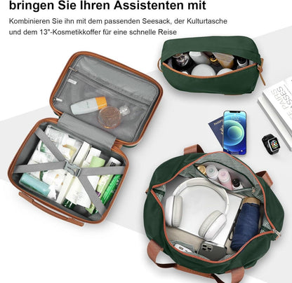 Kofferset 6tlg Hartschale Beautycase TSA-Schloss 4 Rollen Grün/Braun