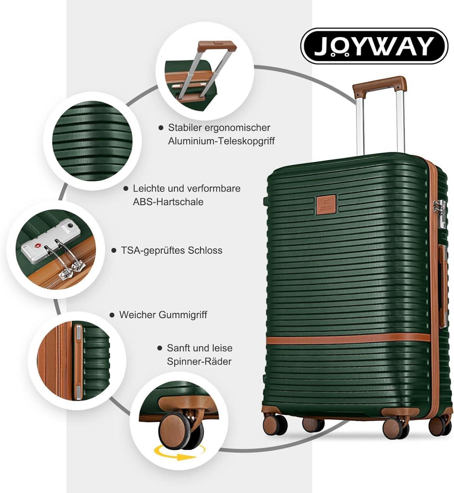 Joyway Kofferset 6tlg Hartschale mit Beautycase 4 Rollen TSA-Schloss