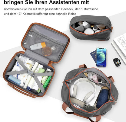 Kofferset 6tlg Hartschale mit Beautycase und TSA-Schloss Grau/Braun