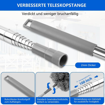 Staubwedel Teleskop Waschbar 7 Stück Staubwischer Grau