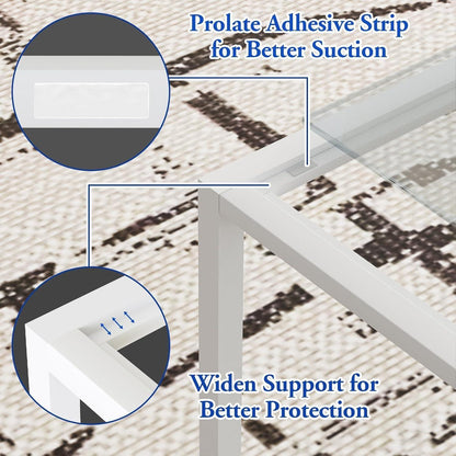 Couchtisch Glas Quadratisch Moderner Mitteltisch Wohnzimmer Gehärtetes Glas