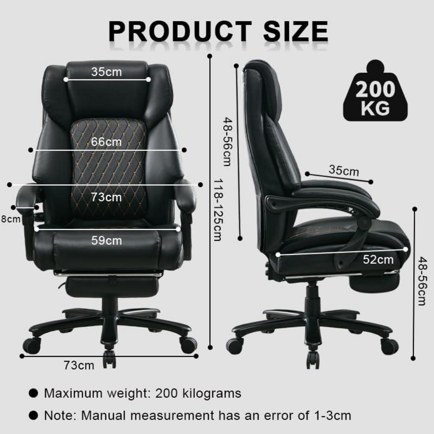 Ergonomischer Bürostuhl 200KG mit Lendenwirbelstütze & hoher