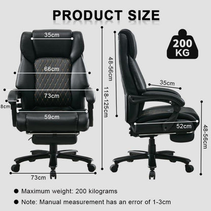 Ergonomischer Bürostuhl 200KG mit Lendenwirbelstütze & hoher