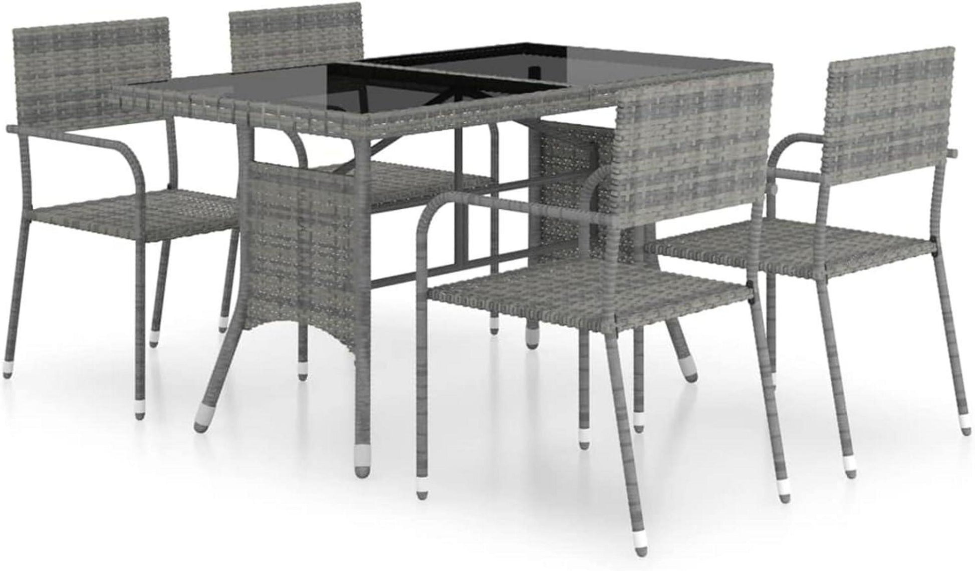 Garten-Essgruppe 5-TLG. Poly Rattan Anthrazit/Grau, StüHle
