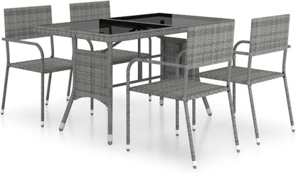 Garten-Essgruppe 5-TLG. Poly Rattan Anthrazit/Grau, StüHle