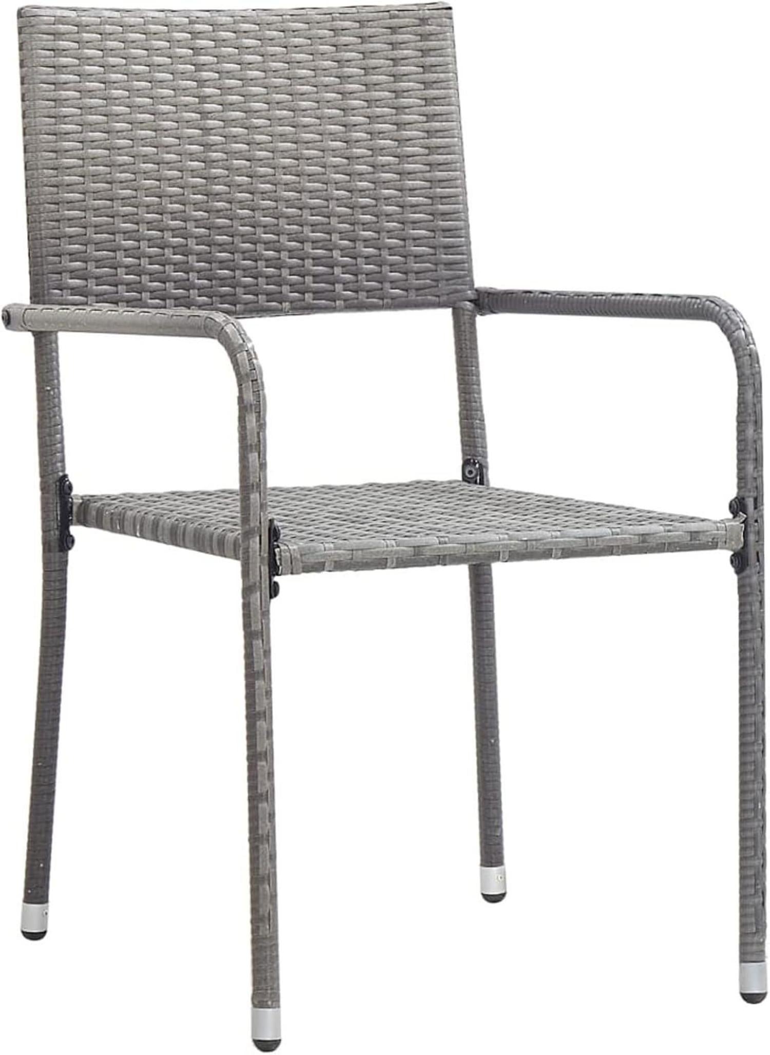 5-tlg. Garten-Essgruppe Poly Rattan Anthrazit/Sitzgruppe mit Stühlen & Tischplatte aus Glas