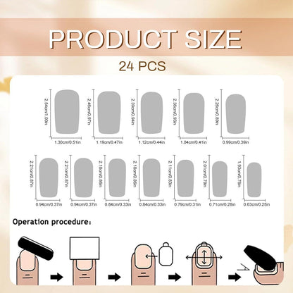 24 French Tip Press-On Nägel - Mittel, Herz