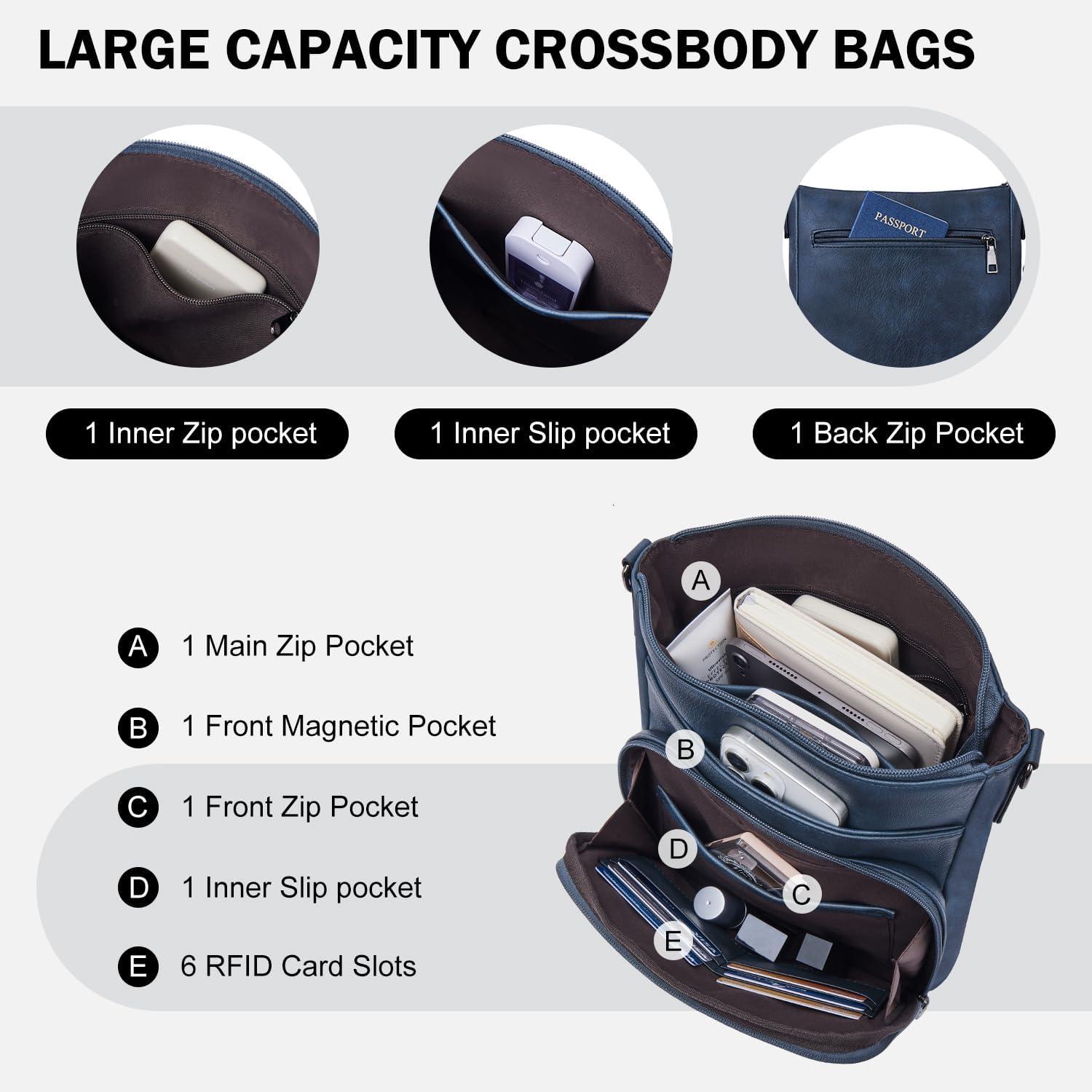 Roulens Damen Umhängetasche Weiches Veganes Leder Crossbody Schultertasche