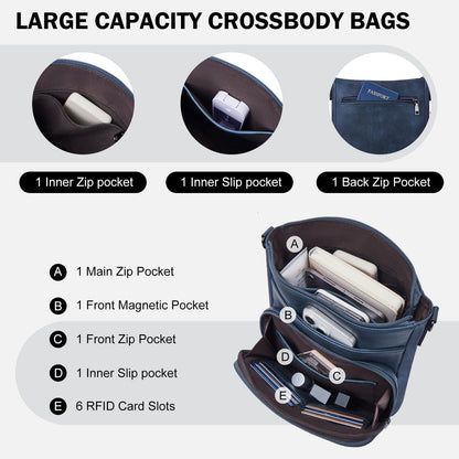 Roulens Damen Umhängetasche Weiches Veganes Leder Crossbody Schultertasche