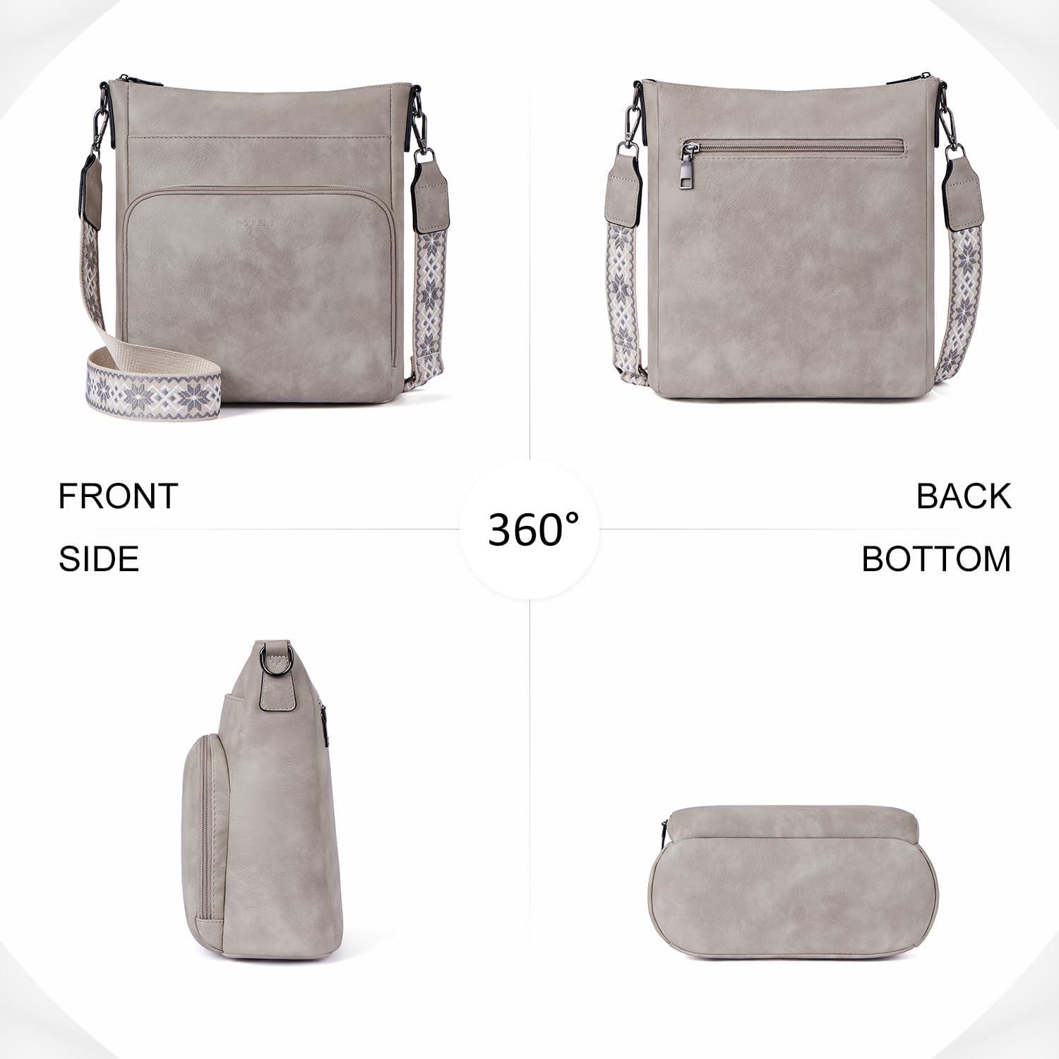 Damen Umhängetasche Mittelgroß Weiches Veganes Leder Crossbody mit