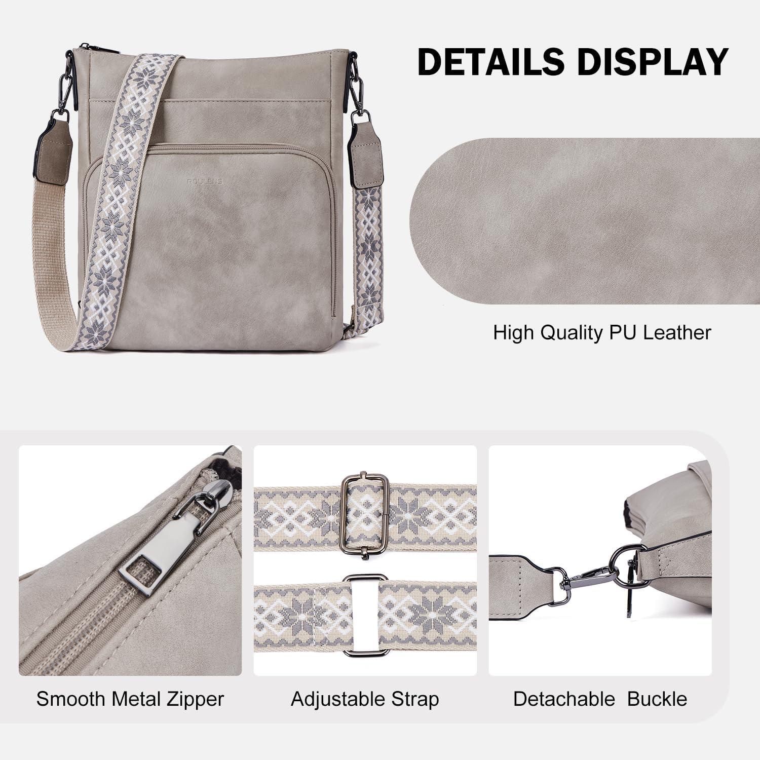 Damen Umhängetasche Crossbody Vegan Leder Schulterhandtasche leicht