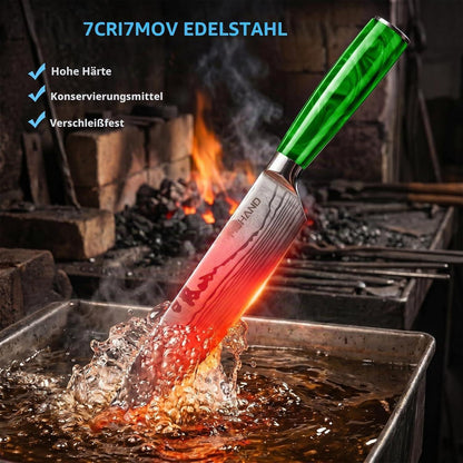 10-teiliges Küchenmesser Set Edelstahl, Ergonomischer Griff