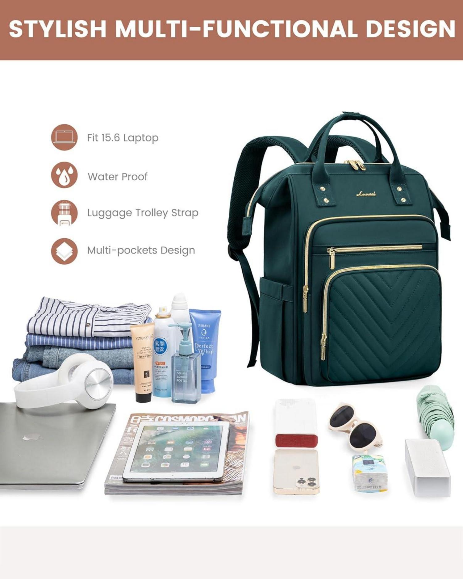 Rucksack Damen 15,6 Zoll Laptop Mädchen Wasserdicht Elegant Uni Büro