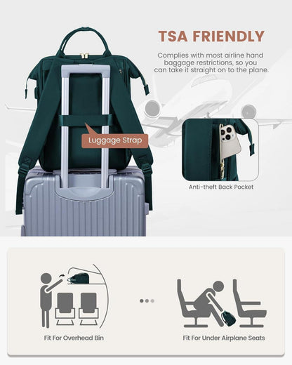 Rucksack Damen 15,6 Zoll Laptop Mädchen Wasserdicht Elegant Uni Büro