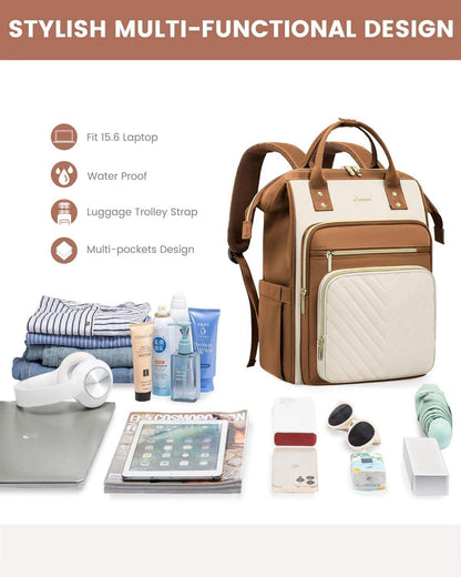 Schulrucksack Damen 15,6 Zoll Laptop Wasserdicht Elegant Reise Uni Büro