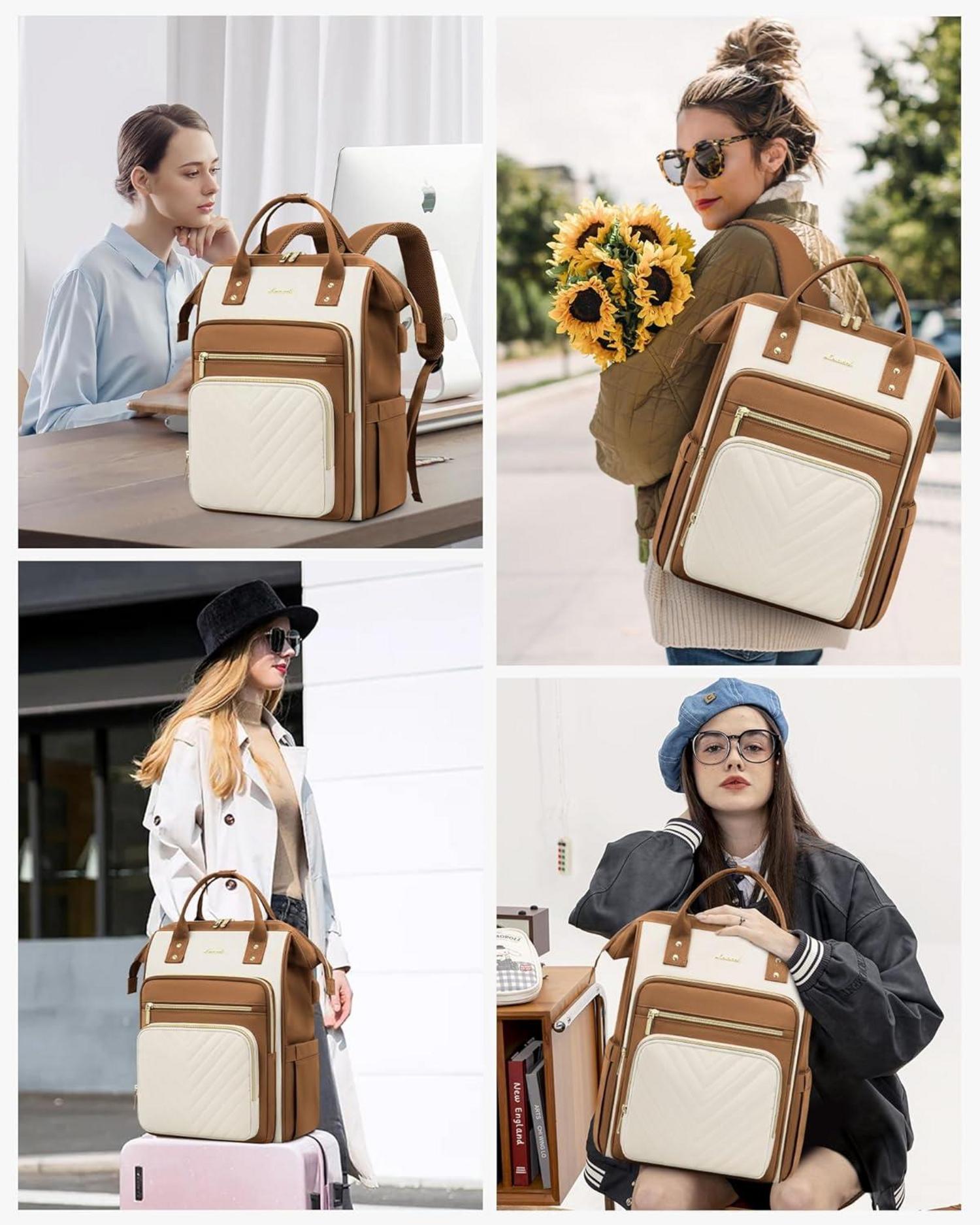 Damen Rucksack 15,6 Zoll Laptop Schulrucksack Wasserdicht, Elegant