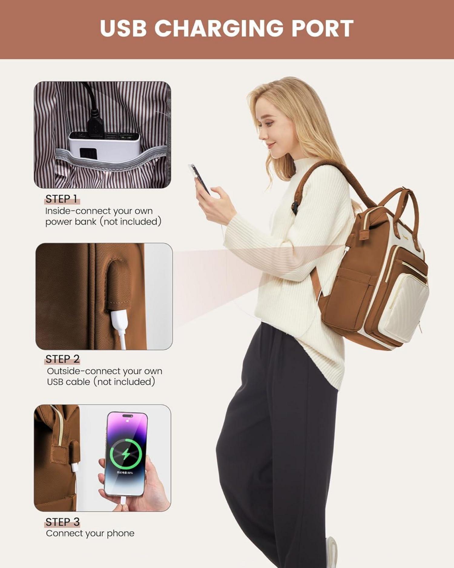 Schulrucksack Damen 15,6 Zoll Laptop Wasserdicht Elegant Reise Uni Büro