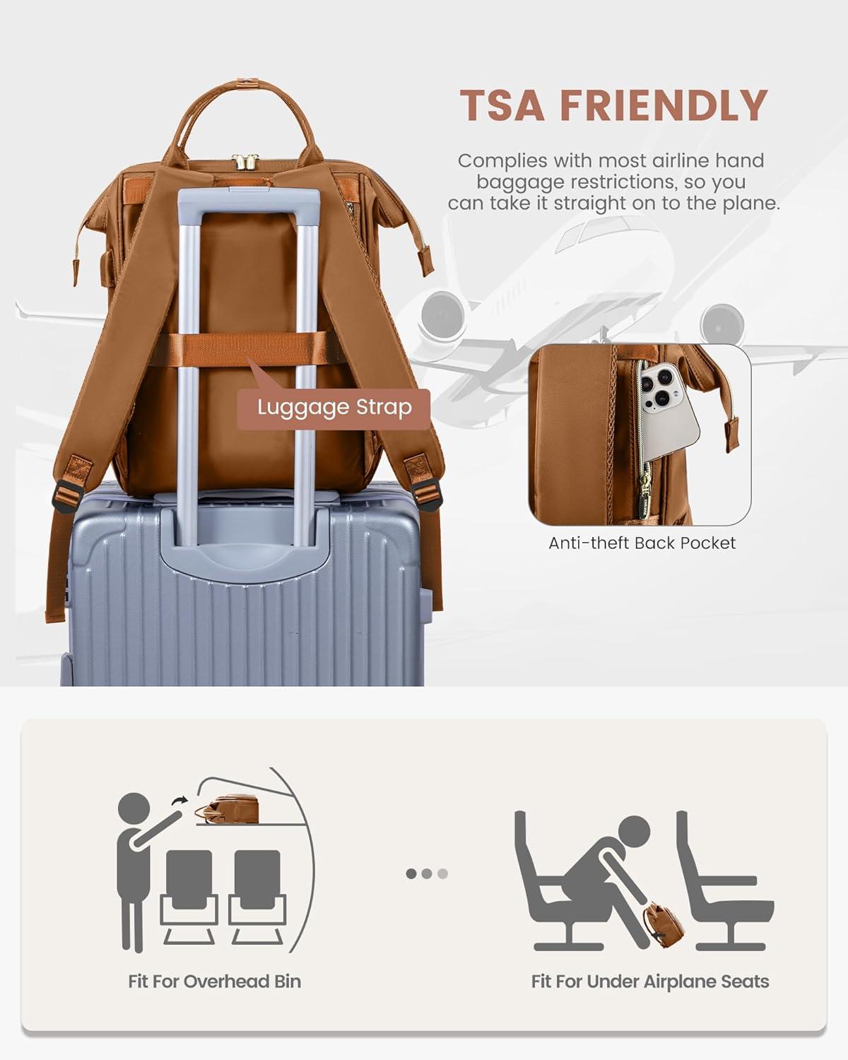 15,6 Zoll Laptop Rucksack Damen, Wasserdicht, Elegant, Reise Uni Büro