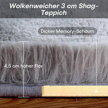 Hochflor Teppich Hellgrau 90x150cm - Kuscheliger Wohnteppich