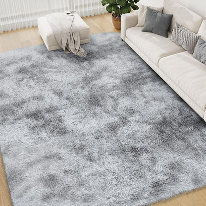 Hochflor Teppich Hellgrau 90x150cm - Kuscheliger Wohnteppich