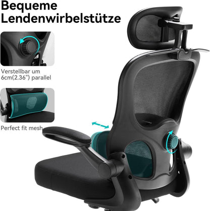 Ergonomischer Bürostuhl Dynamische Lendenstütze Sitzkissen Kopfstütze