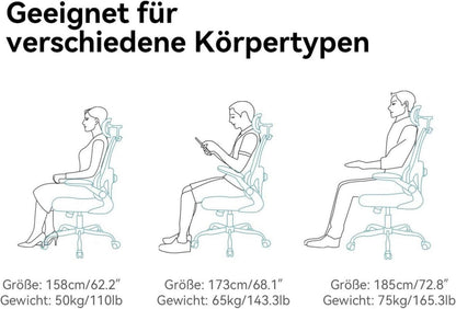 N56 Ergonomischer Bürostuhl mit Dynamischer Lendenstütze und Weichem Sitzkissen