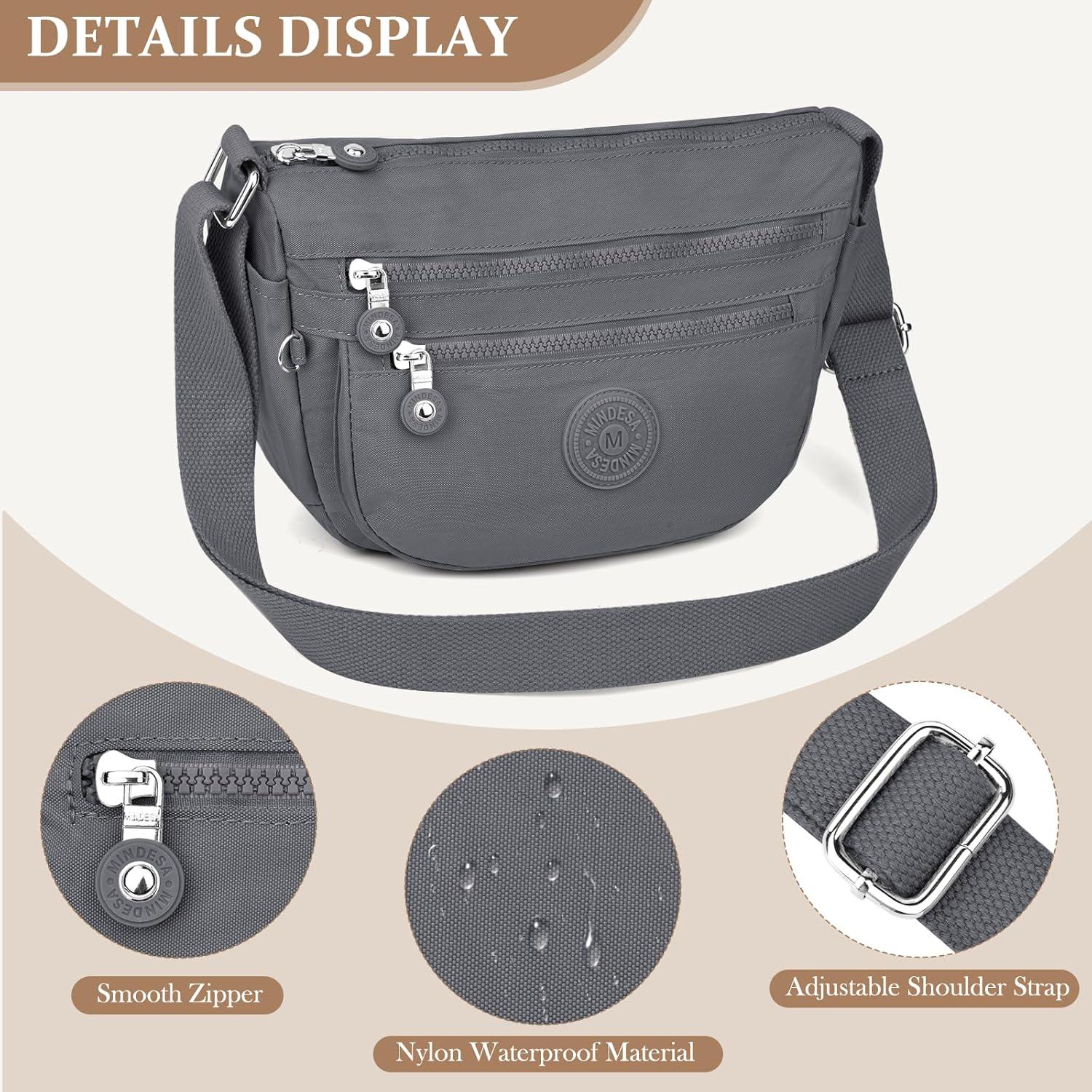 Leichte Umhängetasche Damen Wasserdicht Nylon Messenger Bag Blau