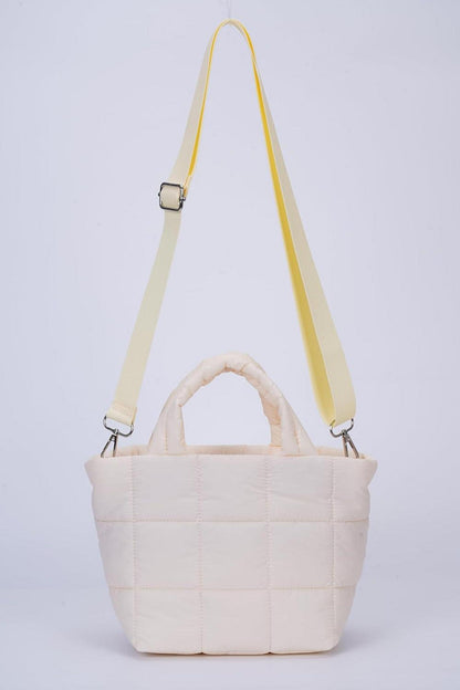 Mini Puffer Tote Bag Gesteppt Leicht Handtasche Crossbody Abnehmbarer