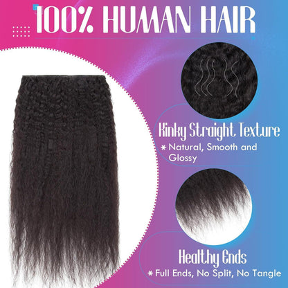 Clip-in Haarverlängerung Echthaar Afro Kinky Straight Schwarz