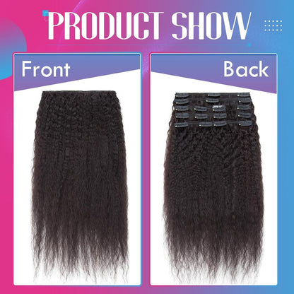 Clip-in Haarverlängerung Echthaar Afro Kinky Straight Schwarz