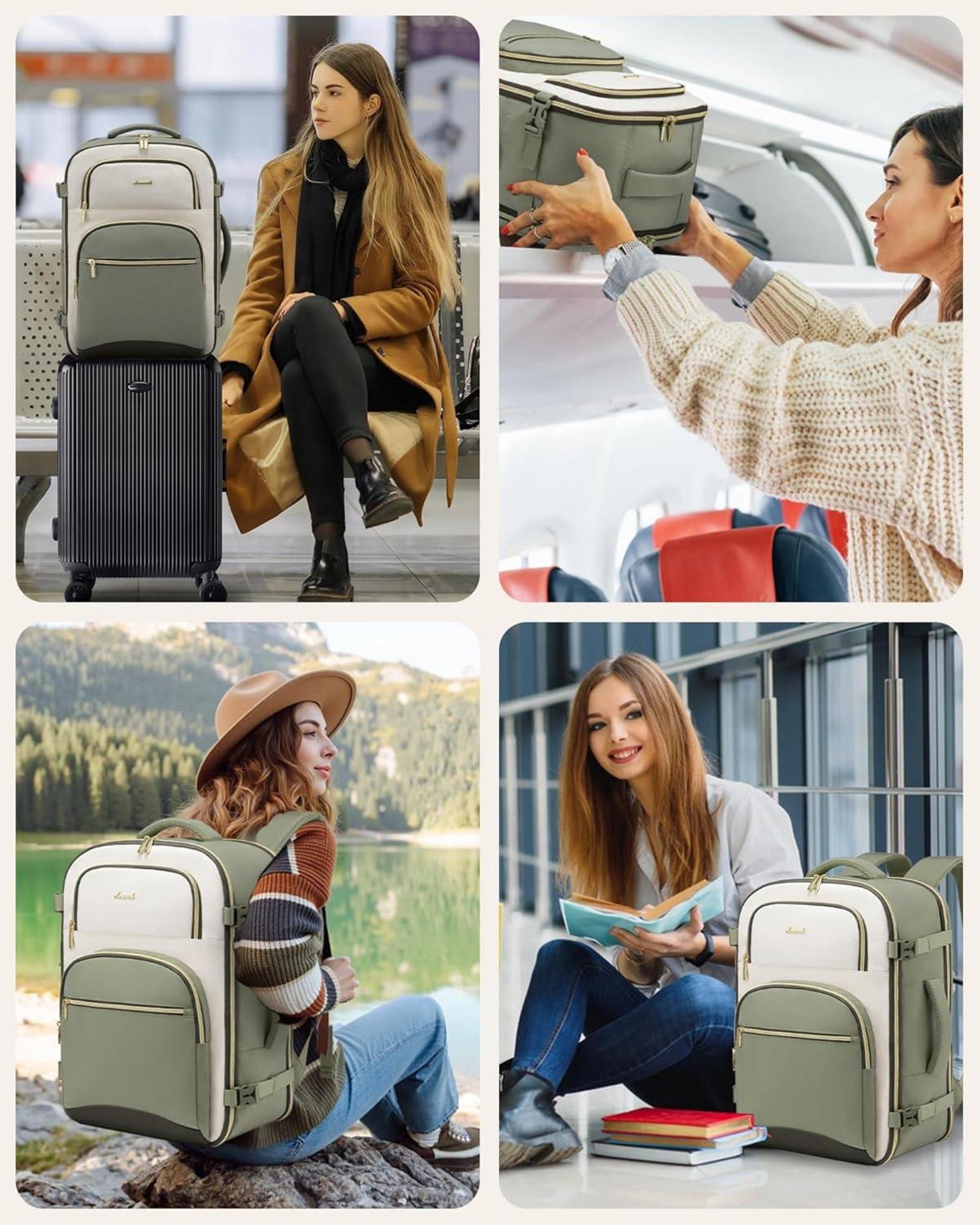 Großer Handgepäck Rucksack 40L für Damen Herren mit Laptopfach