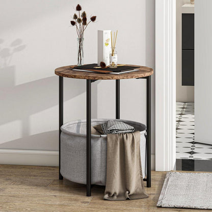 Runder Couchtisch mit Stauraum, Beistelltisch für Wohnzimmer, moderner