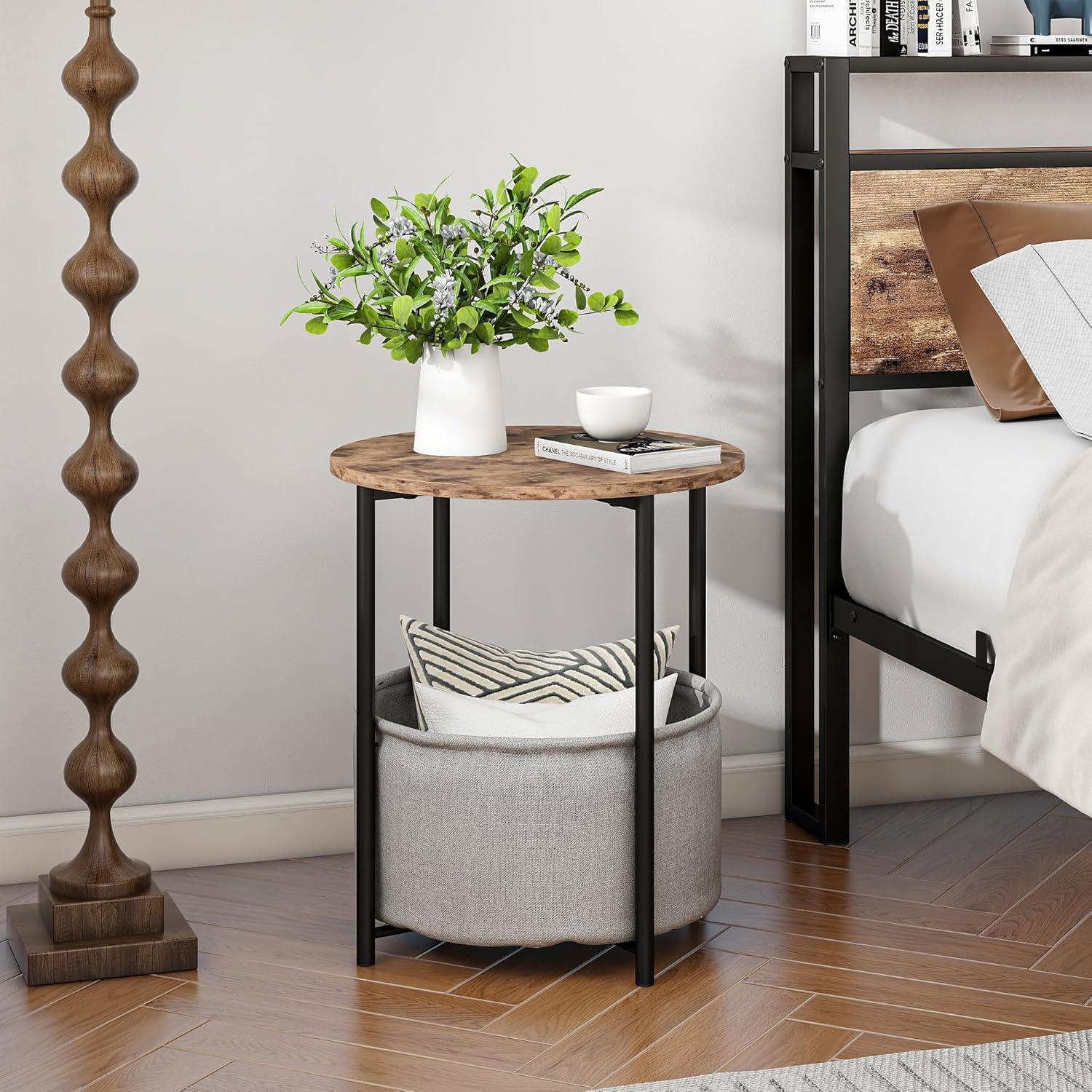 Runder Couchtisch mit Stauraum für Wohnzimmer und Metallrahmen