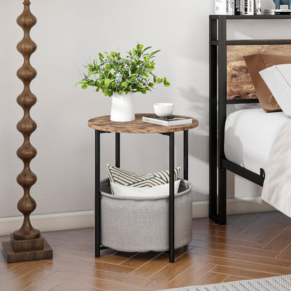 Runder Couchtisch mit Stauraum für Wohnzimmer und Metallrahmen