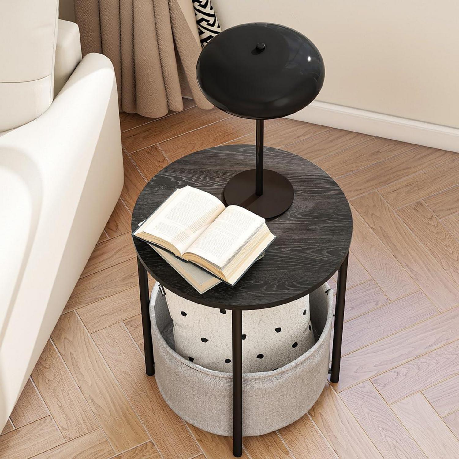 Runder Couchtisch mit Stauraum für Wohnzimmer Metallrahmen moderner