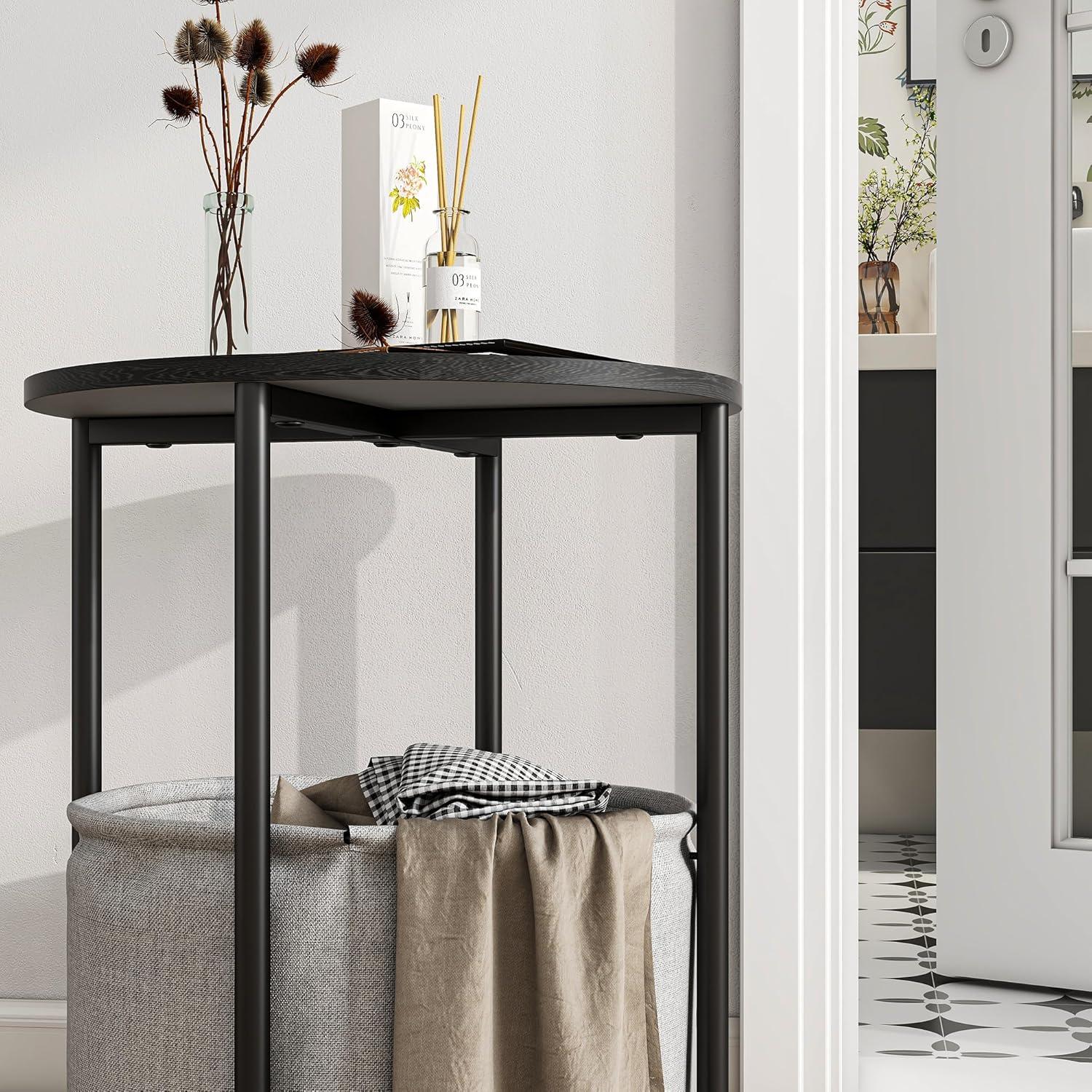 Runder Couchtisch mit Stauraum, Metallrahmen, moderner Look