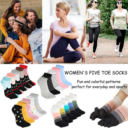 Damen Zehensocken Baumwolle – 5 Finger Socken, Bunt & Verspielt
