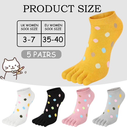 Damen Zehensocken Baumwolle – 5 Finger Socken, Bunt & Verspielt