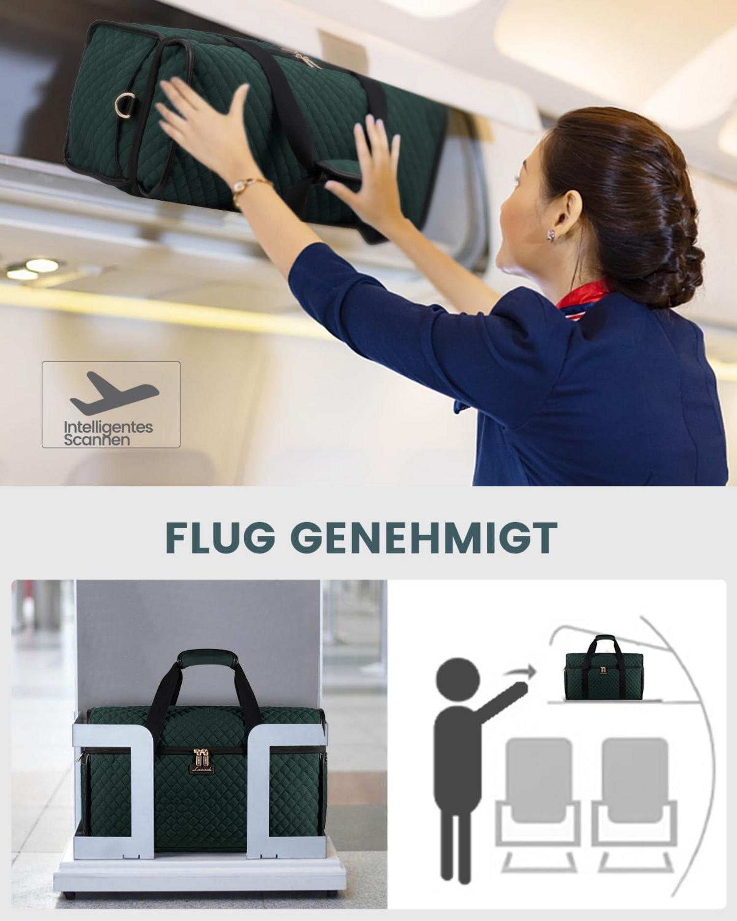 Reisetasche Damen Große Öffnung Weekender Handgepäck Tasche Grün