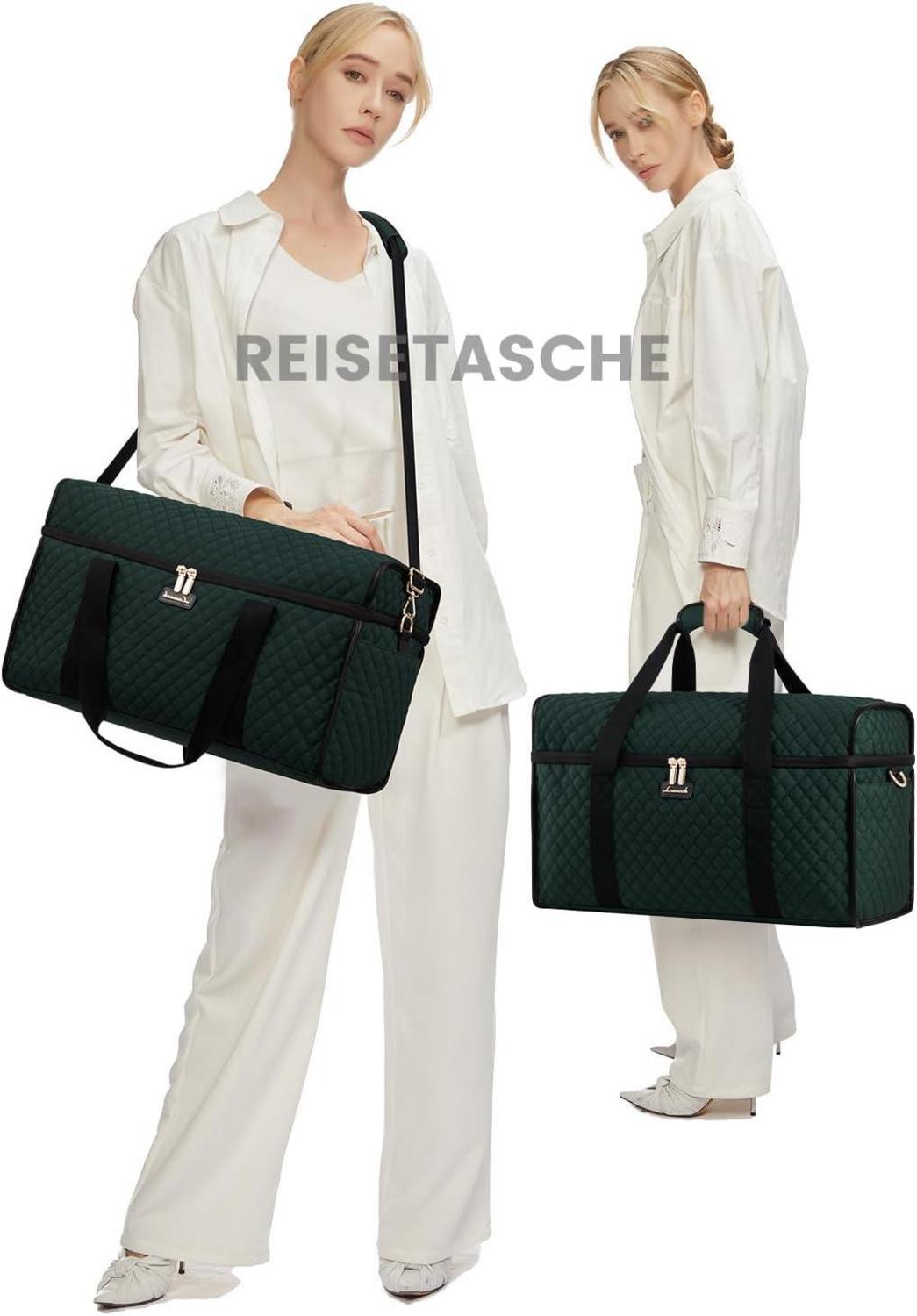 LOVEVOOK Reisetasche Damen Große Öffnung Weekender Handgepäck Tasche Wasserdicht Grün