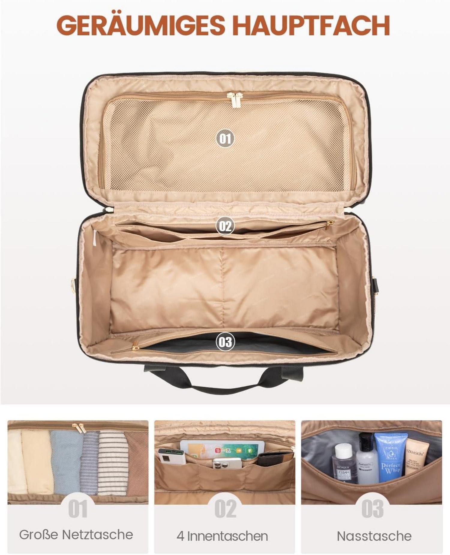 Travel Duffle Bag Damen Große Öffnung Weekender Handgepäck wasserdicht