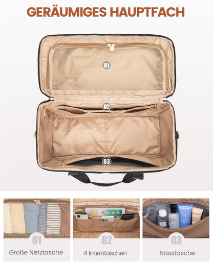 Travel Duffle Bag Damen Große Öffnung Weekender Handgepäck wasserdicht