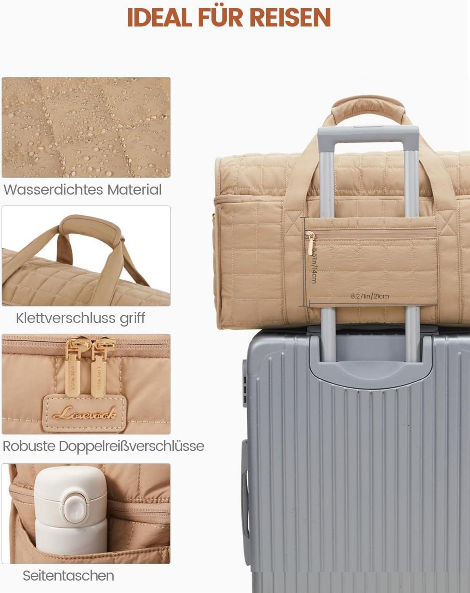 Große Öffnung Reisetasche Damen Weekender Handgepäck Duffle Bag