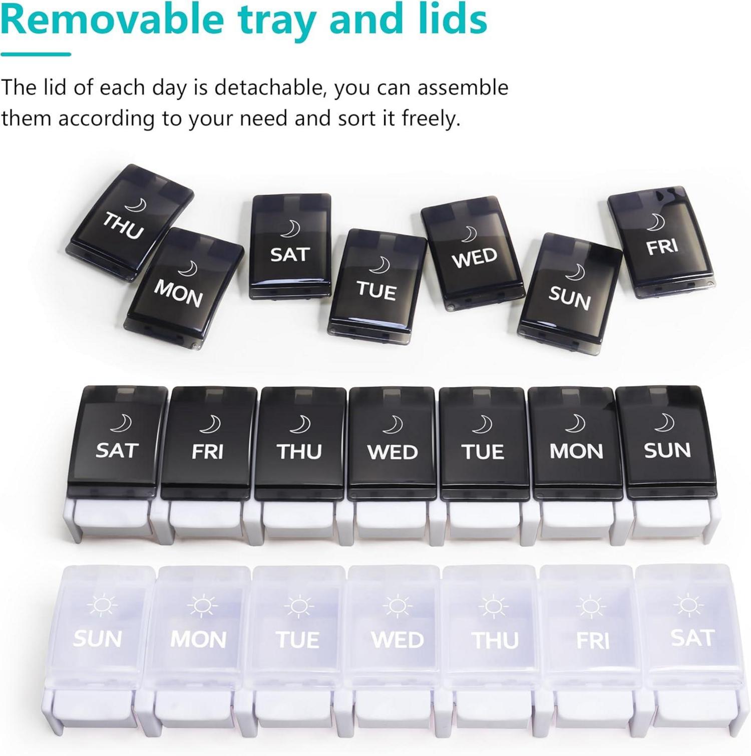 Medikamenten Organizer 7 Tage Morgen Abend Pillenbox 14 Fächer Druckknopf
