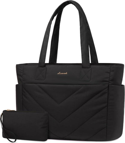 Schwarze Laptoptasche Damen 15,6 Zoll Arbeitstasche Schultertasche