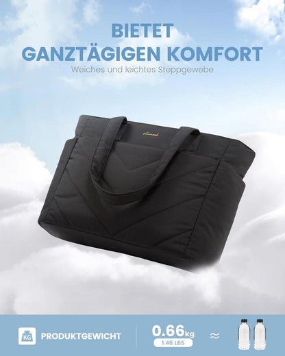 Schwarze Laptoptasche Damen 15,6 Zoll Arbeitstasche Schultertasche